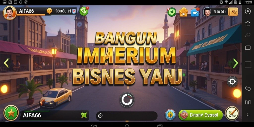 Tampilan gameplay AIFA66 yang menampilkan strategi bisnis dinamis.