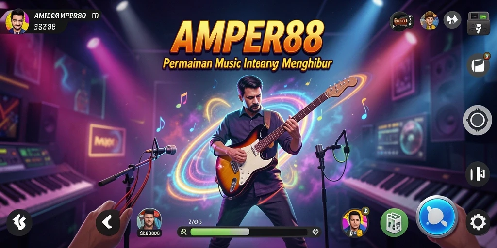 Tampilan permainan AMPER88 yang seru dengan alunan musik.