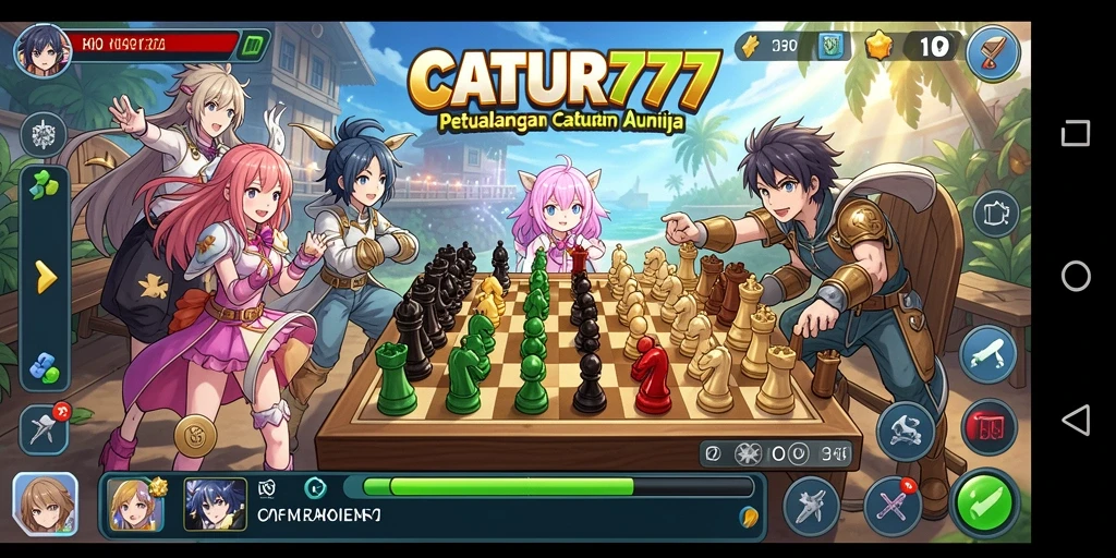 Tampilan karakter anime yang menakjubkan dalam permainan catur.