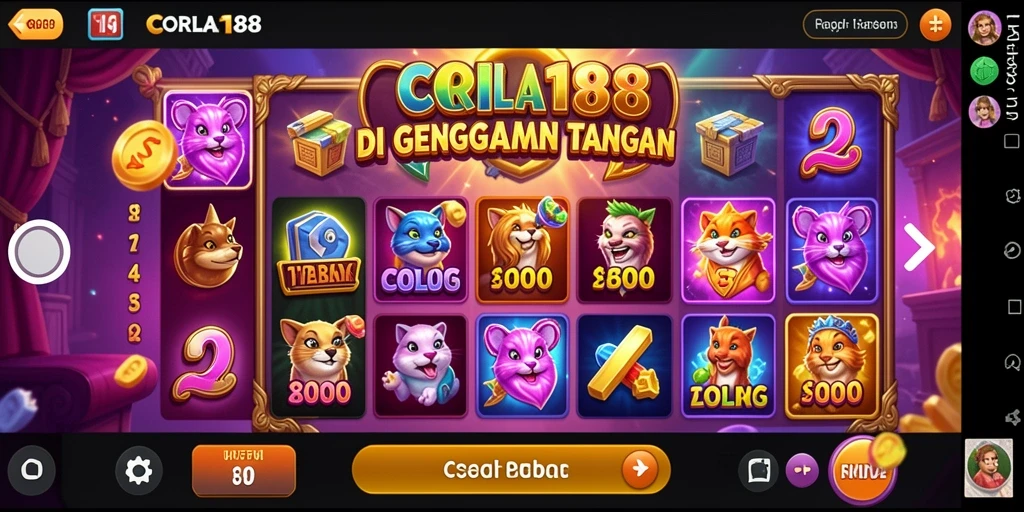 Tampilan menarik gameplay Slot di CORLA188 dengan tema yang berwarna-warni.