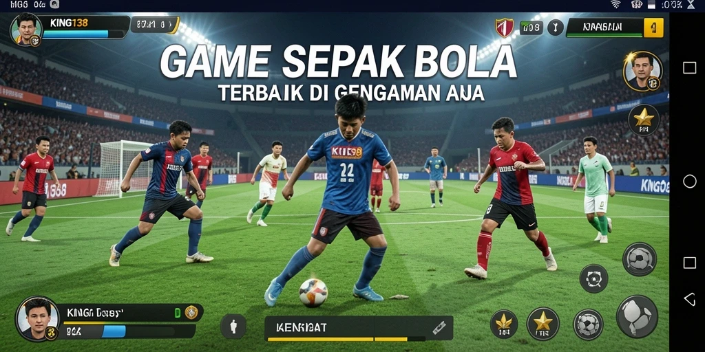 Tampilan utama gameplay KING138 dengan aksi sepak bola seru.