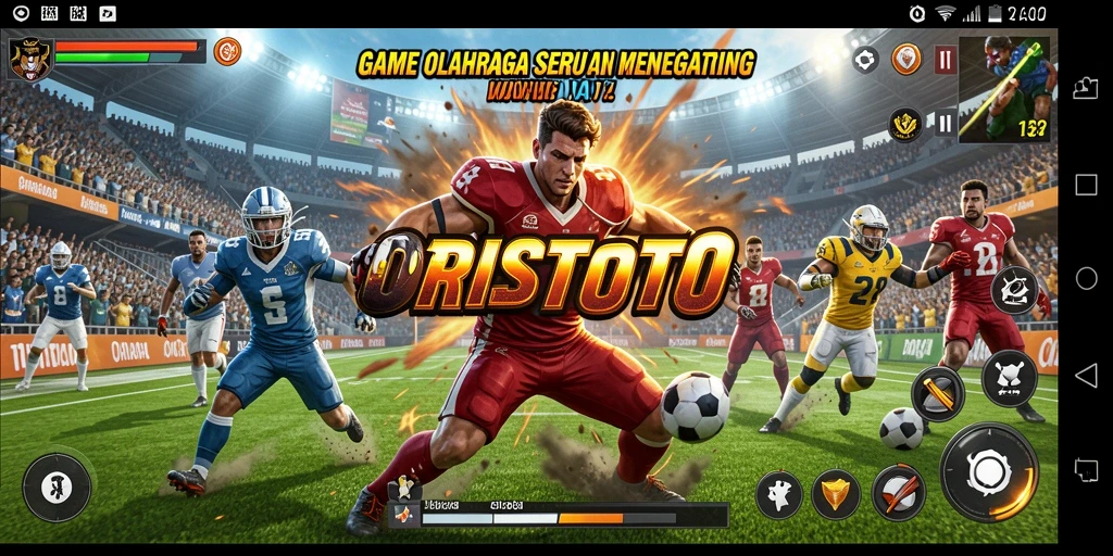 Tangkapan layar dari gameplay ORISTOTO yang menampilkan aksi olahraga yang mendebarkan.
