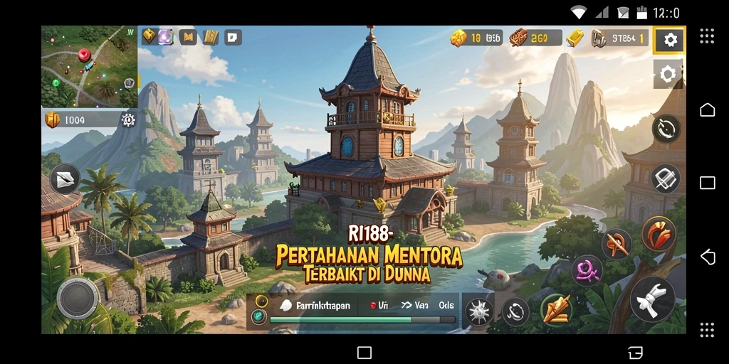Screenshot gameplay RI188 menampilkan aksi menara perlindungan yang strategis.