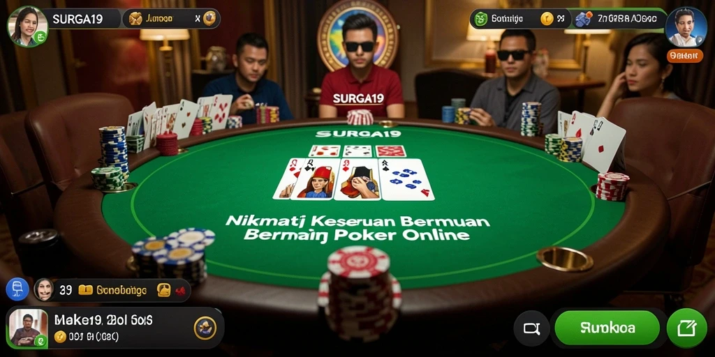 Tampilan permainan poker yang menarik dan interaktif di SURGA19.