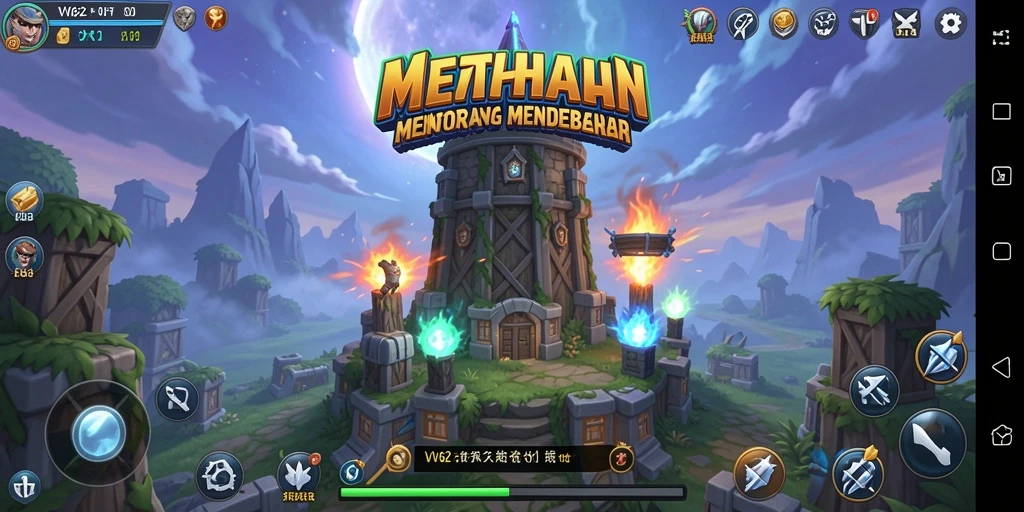 Tampilan gameplay menarik di VV62 dengan menara yang beragam dan musuh yang menantang.